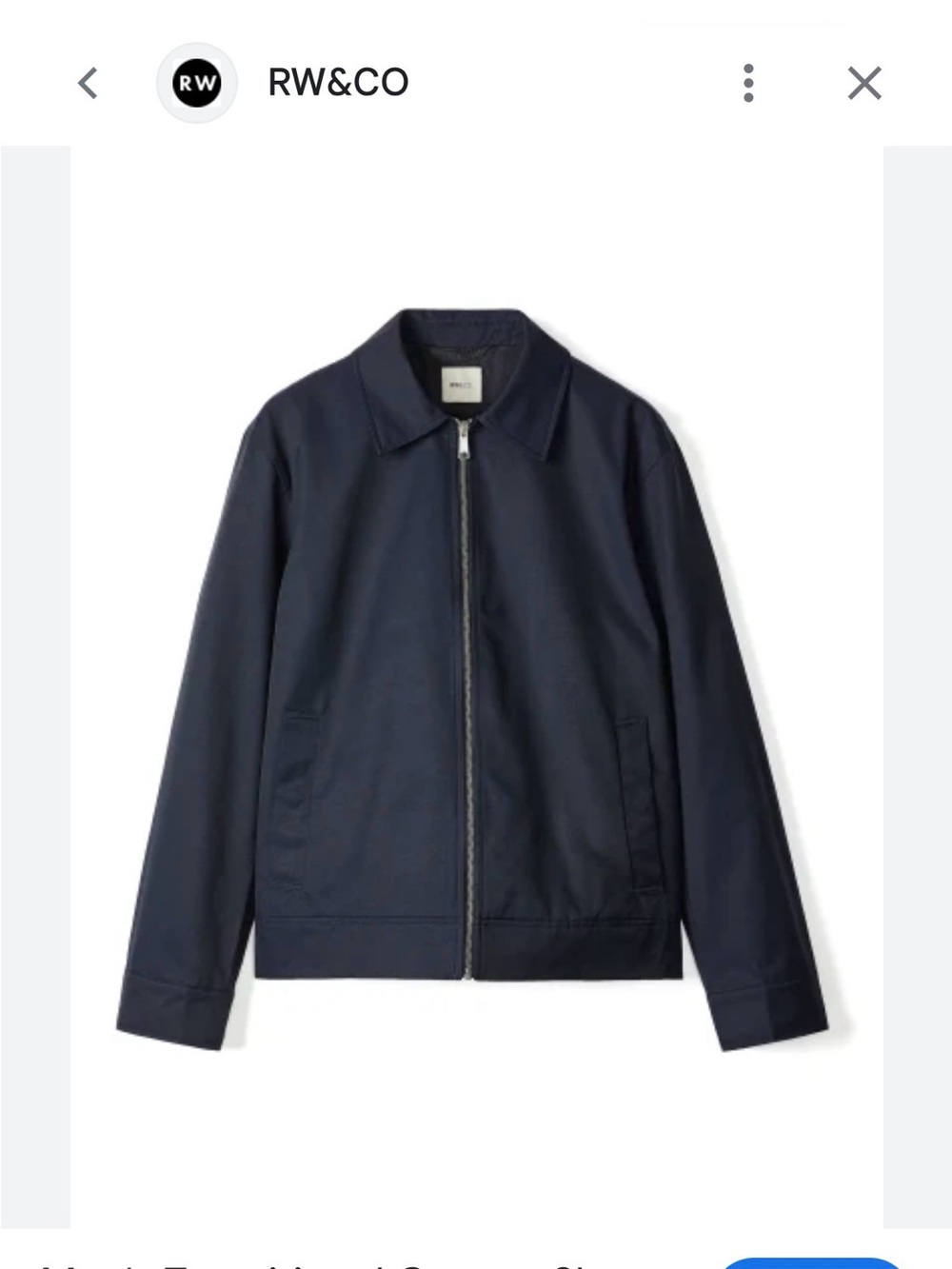 RW&CO. Black Zip-Up Bomber Jacket